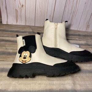 Zara Mickey Mouse Boots Side Zip‎ Platform Lug Sole Size EU 36/US 5.5 Women's